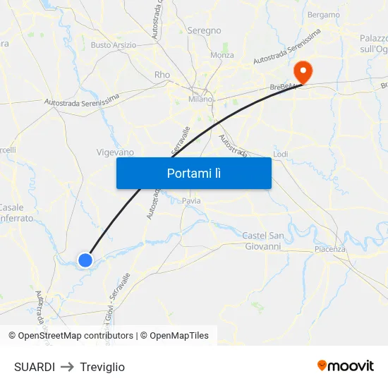 SUARDI to Treviglio map