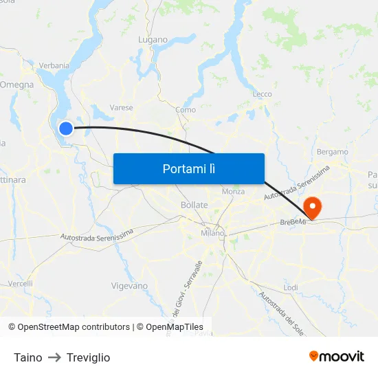 Taino to Treviglio map