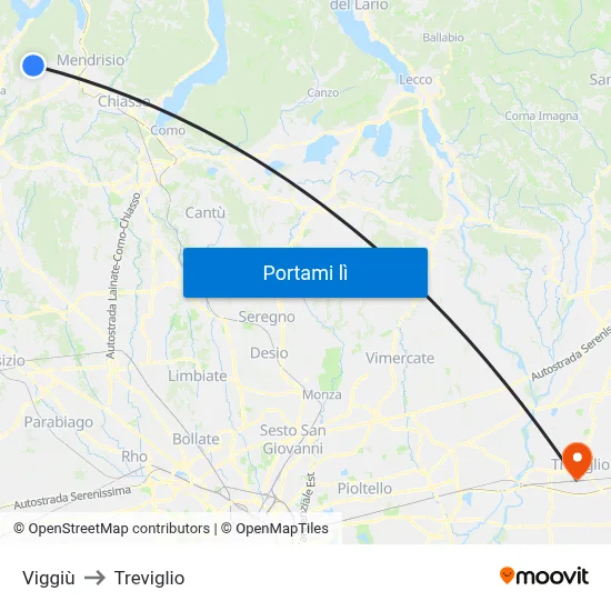Viggiù to Treviglio map