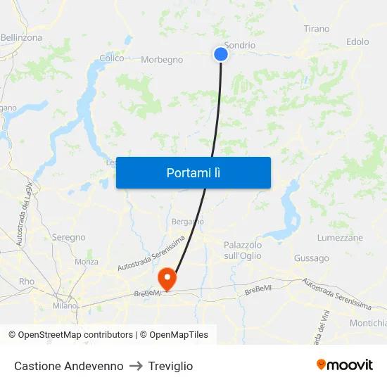 Castione Andevenno to Treviglio map
