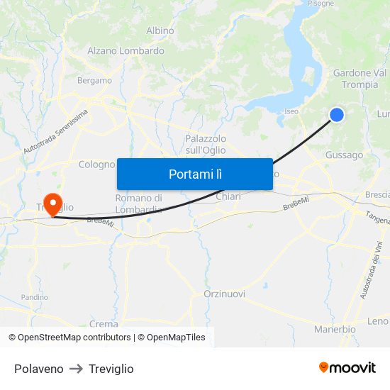 Polaveno to Treviglio map