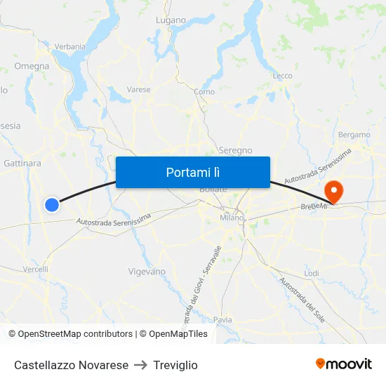 Castellazzo Novarese to Treviglio map
