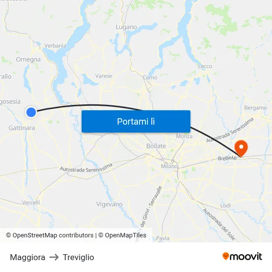 Maggiora to Treviglio map