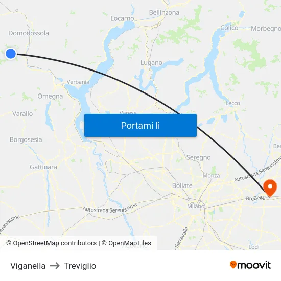 Viganella to Treviglio map