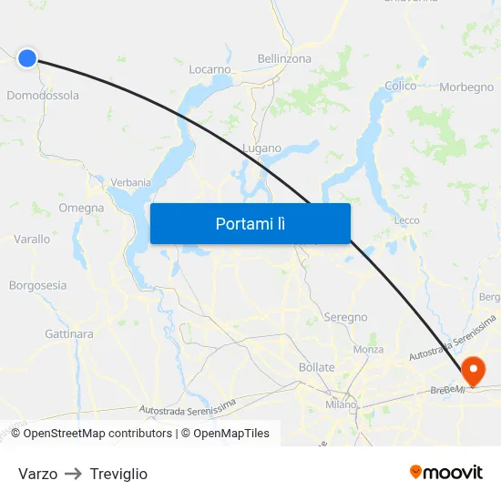 Varzo to Treviglio map