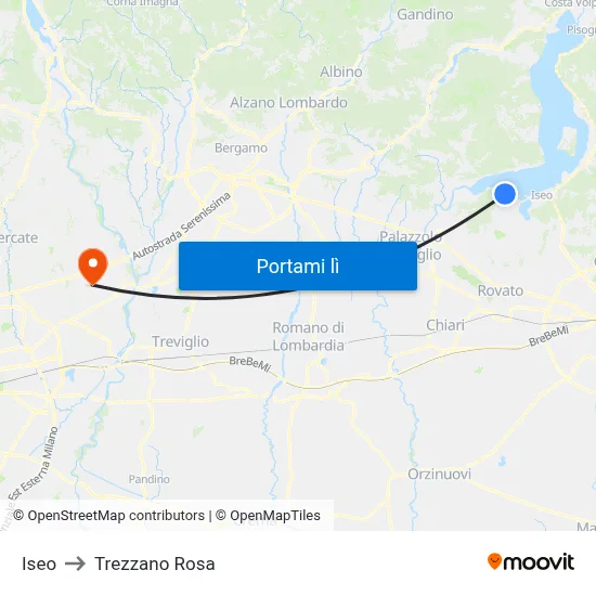 Iseo to Trezzano Rosa map