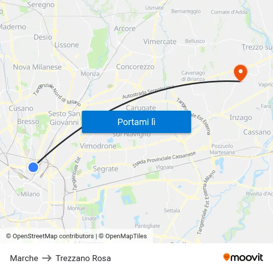 Marche to Trezzano Rosa map