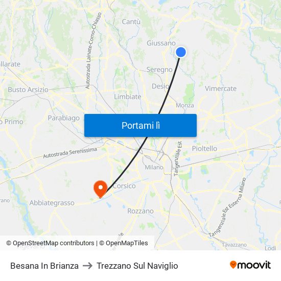 Besana In Brianza to Trezzano Sul Naviglio map