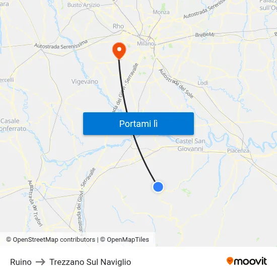 Ruino to Trezzano Sul Naviglio map