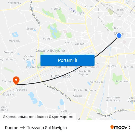 Duomo to Trezzano Sul Naviglio map