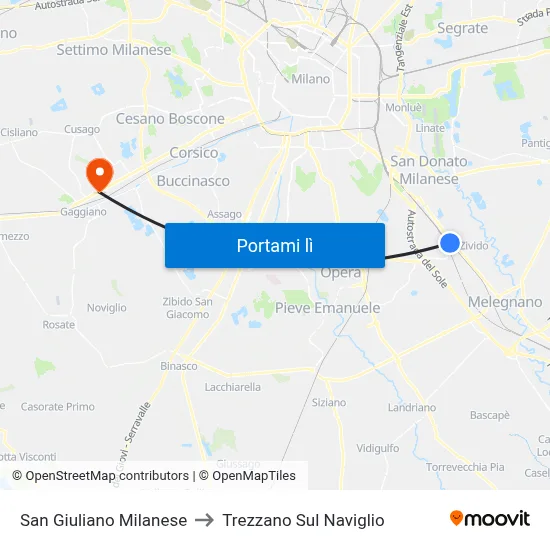 San Giuliano Milanese to Trezzano Sul Naviglio map