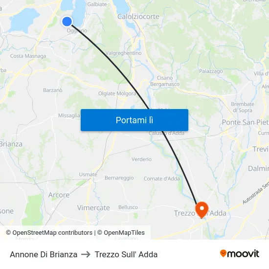 Annone Di Brianza to Trezzo Sull' Adda map