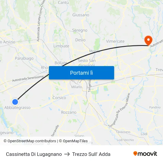 Cassinetta Di Lugagnano to Trezzo Sull' Adda map