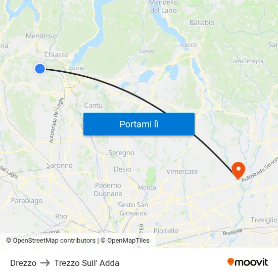 Drezzo to Trezzo Sull' Adda map