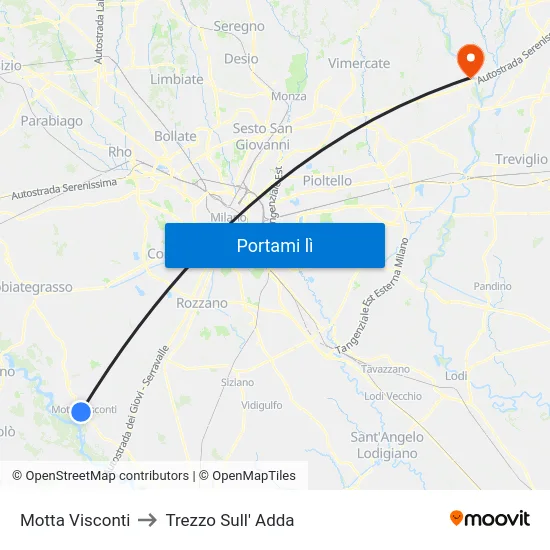 Motta Visconti to Trezzo Sull' Adda map