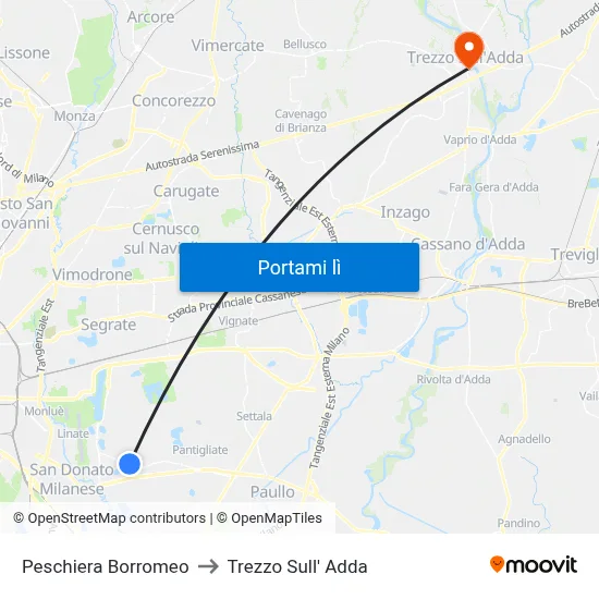 Peschiera Borromeo to Trezzo Sull' Adda map