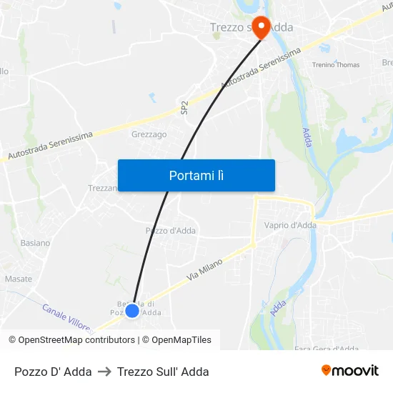 Pozzo D' Adda to Trezzo Sull' Adda map