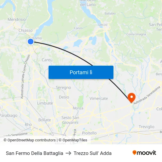 San Fermo Della Battaglia to Trezzo Sull' Adda map