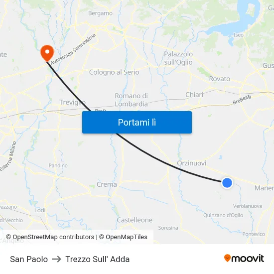 San Paolo to Trezzo Sull' Adda map