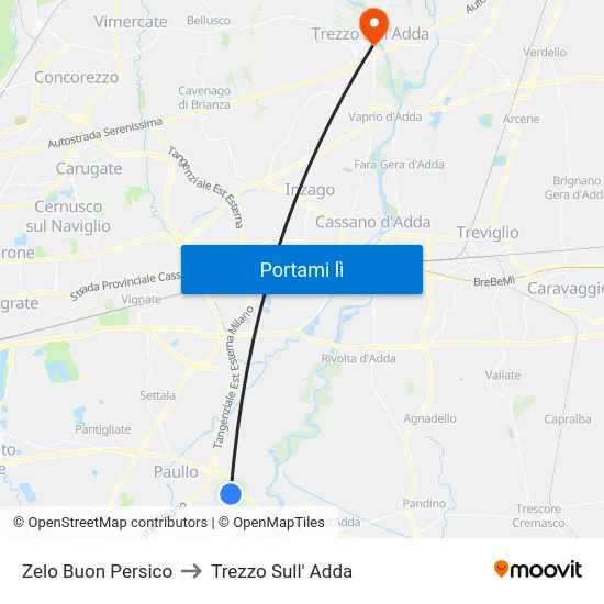 Zelo Buon Persico to Trezzo Sull' Adda map