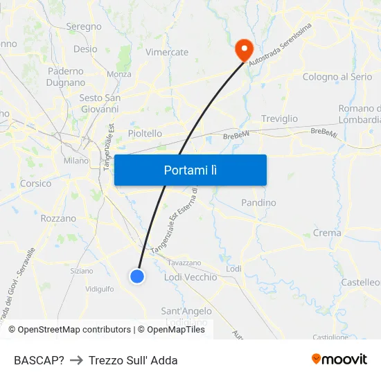 BASCAP? to Trezzo Sull' Adda map