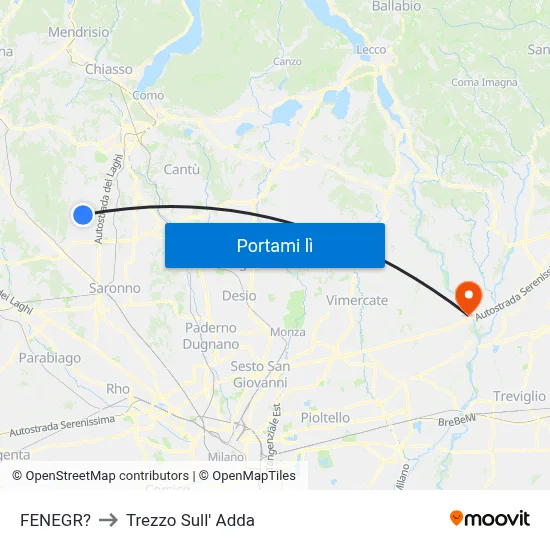 FENEGR? to Trezzo Sull' Adda map