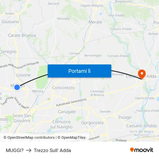 MUGGI? to Trezzo Sull' Adda map