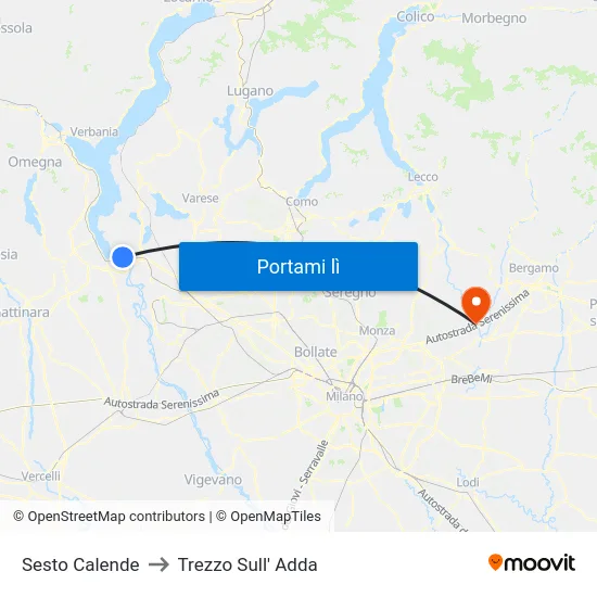 Sesto Calende to Trezzo Sull' Adda map