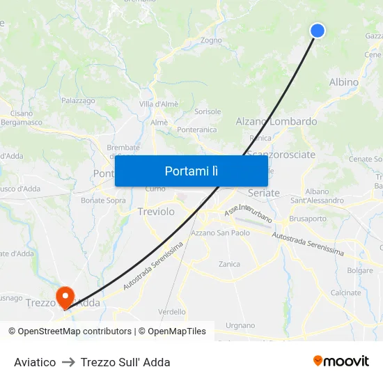 Aviatico to Trezzo Sull' Adda map