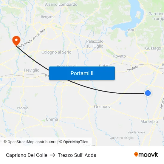 Capriano Del Colle to Trezzo Sull' Adda map