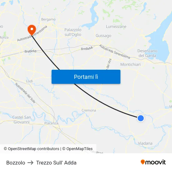 Bozzolo to Trezzo Sull' Adda map