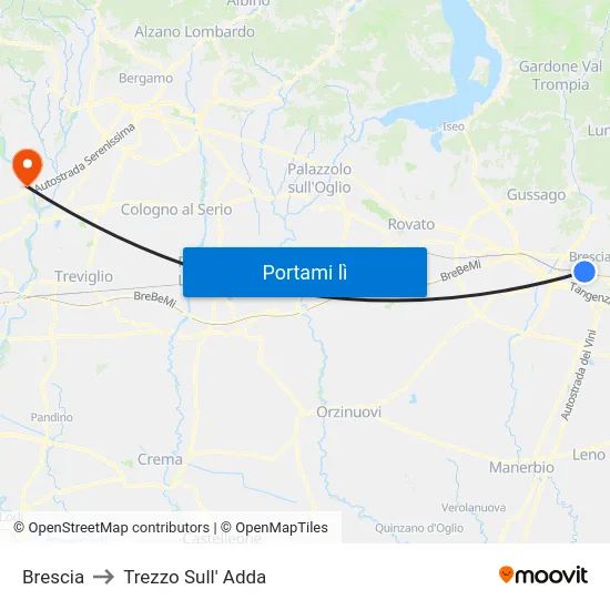 Brescia to Trezzo Sull' Adda map