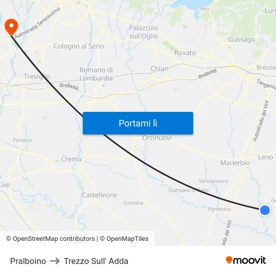 Pralboino to Trezzo Sull' Adda map