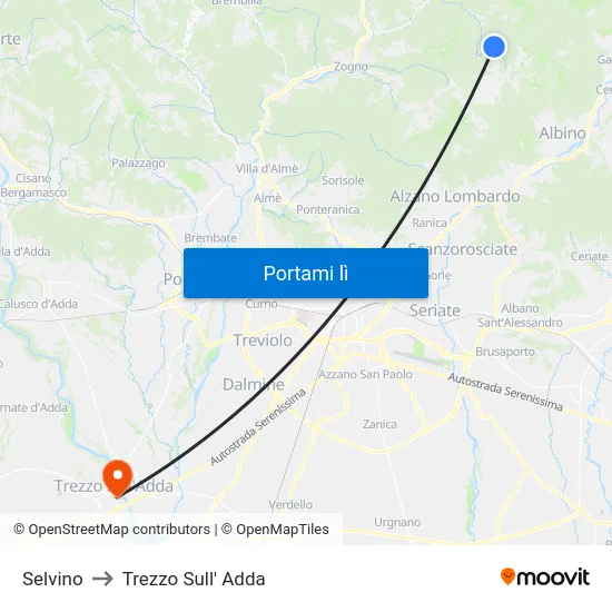 Selvino to Trezzo Sull' Adda map