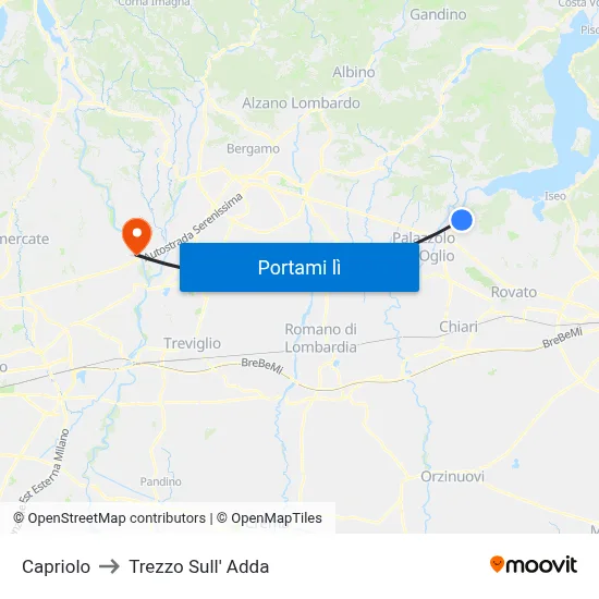 Capriolo to Trezzo Sull' Adda map