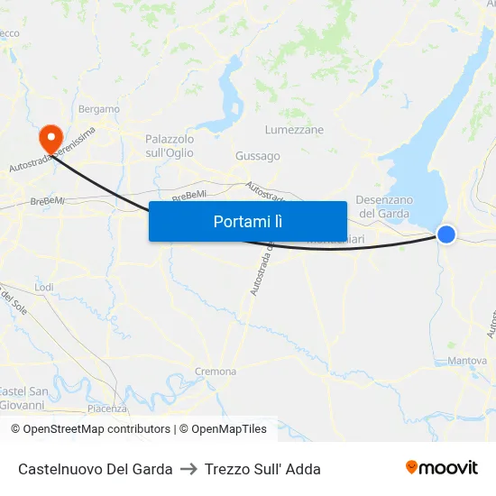 Castelnuovo Del Garda to Trezzo Sull' Adda map