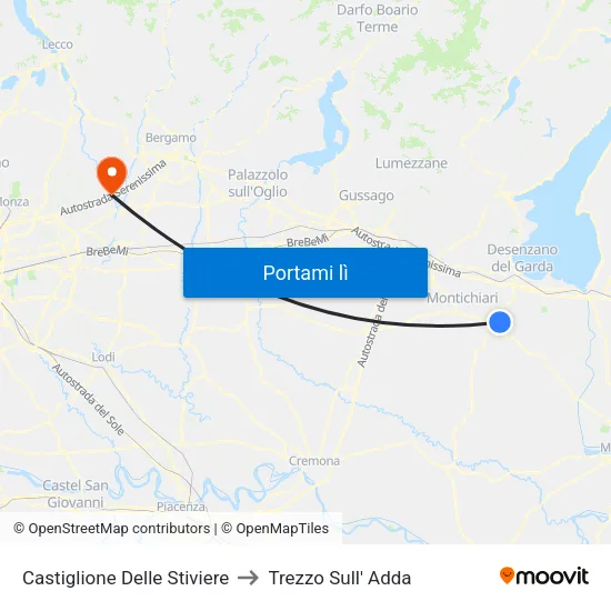 Castiglione Delle Stiviere to Trezzo Sull' Adda map