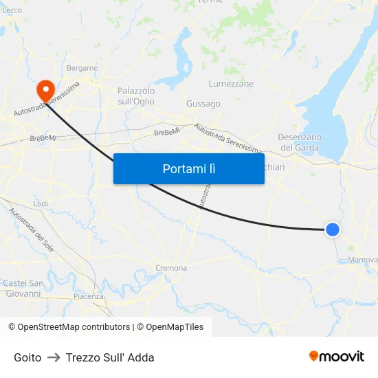 Goito to Trezzo Sull' Adda map