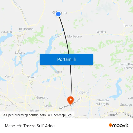 Mese to Trezzo Sull' Adda map