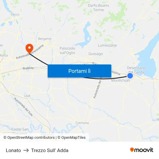 Lonato to Trezzo Sull' Adda map