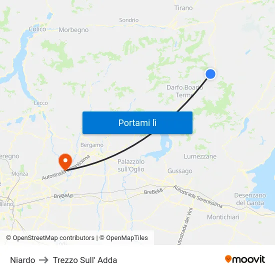 Niardo to Trezzo Sull' Adda map