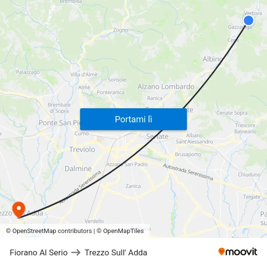 Fiorano Al Serio to Trezzo Sull' Adda map