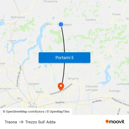 Traona to Trezzo Sull' Adda map