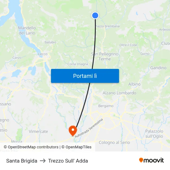 Santa Brigida to Trezzo Sull' Adda map