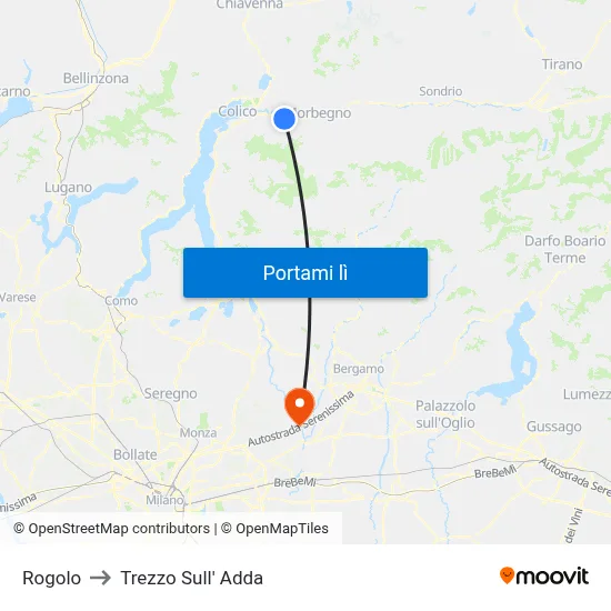 Rogolo to Trezzo Sull' Adda map