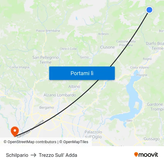 Schilpario to Trezzo Sull' Adda map