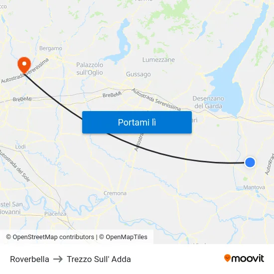 Roverbella to Trezzo Sull' Adda map