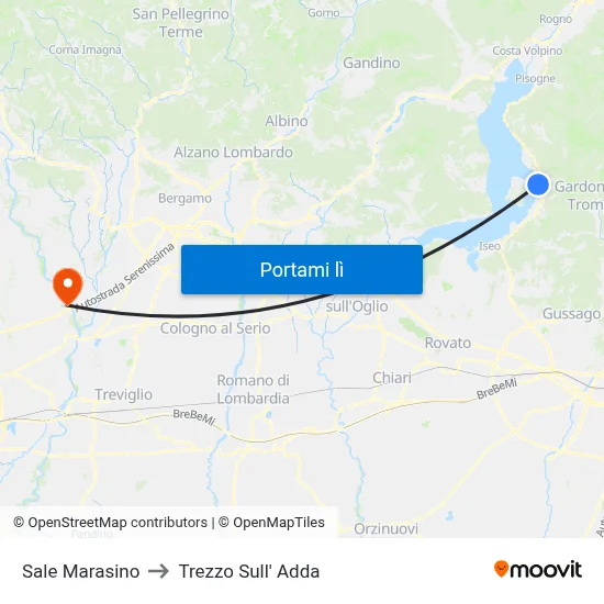 Sale Marasino to Trezzo Sull' Adda map