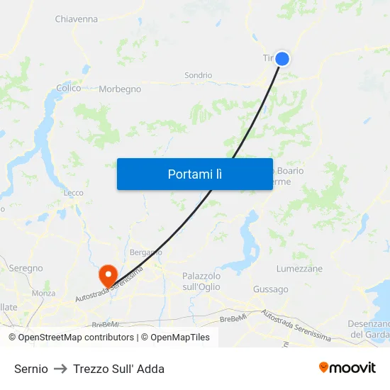 Sernio to Trezzo Sull' Adda map