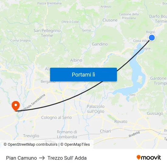 Pian Camuno to Trezzo Sull' Adda map